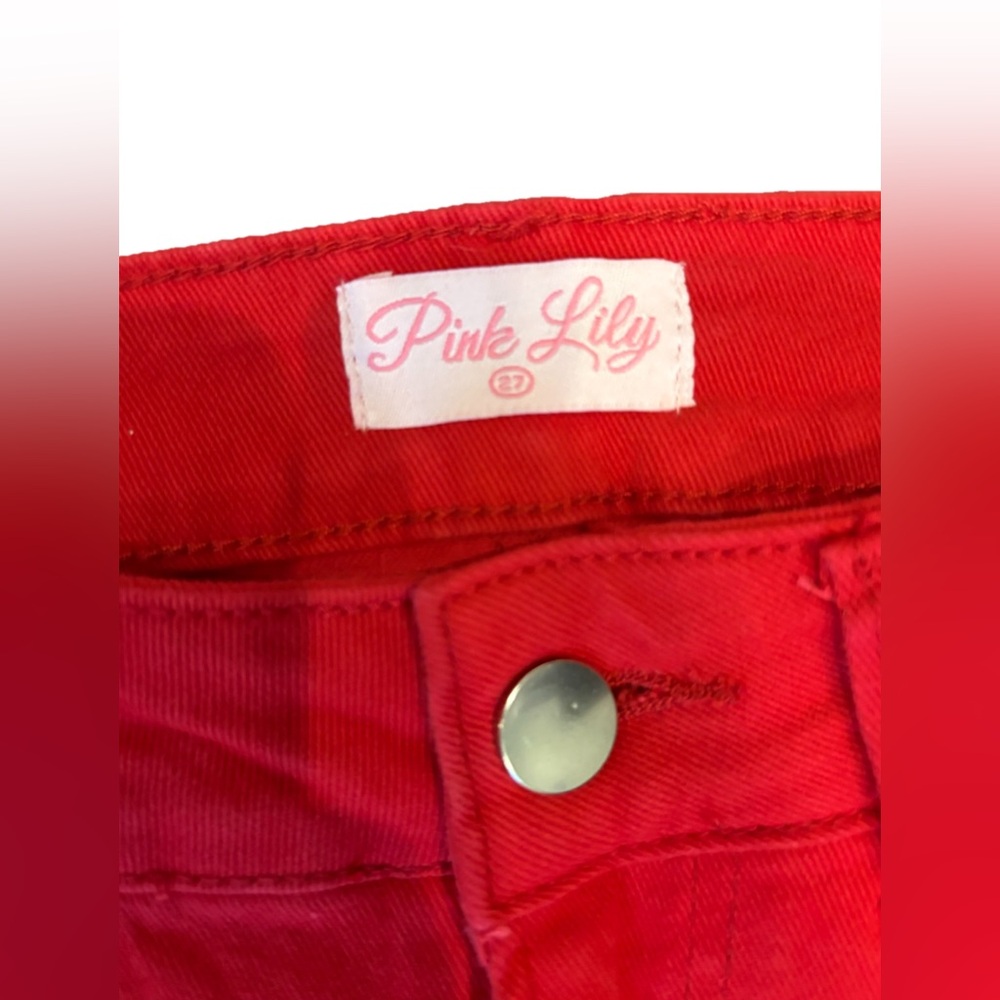 Pink Lily Bold Red Women's Wide Leg Jeans Size 27 - Picture 3 of 5